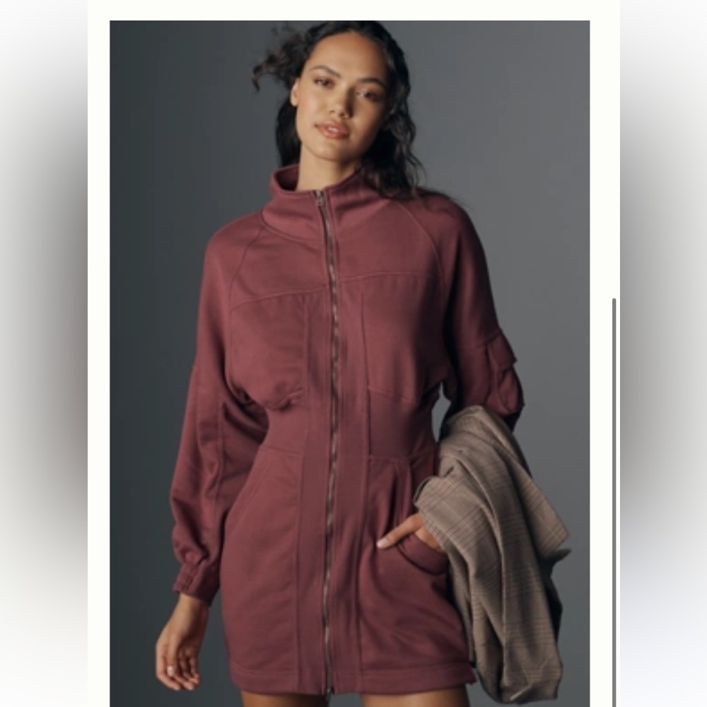 Anthropologie Daily Practice Long Sleeve Zip-up Mini Dress